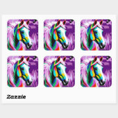 Farbenpony Quadratischer Aufkleber (Blatt)