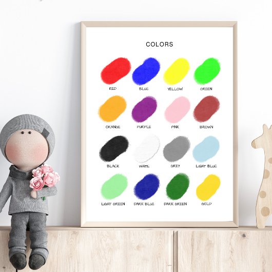 Farbenposter – Wandkunst für Vorschulkinder Poster