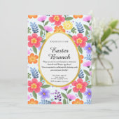 Farbenprächtig handgezeichneter Blumenstrauß Einladung (Stehend Vorderseite)