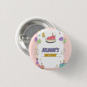 Farbenprächtige Geburtstagsparty Button (Vorne & Hinten)