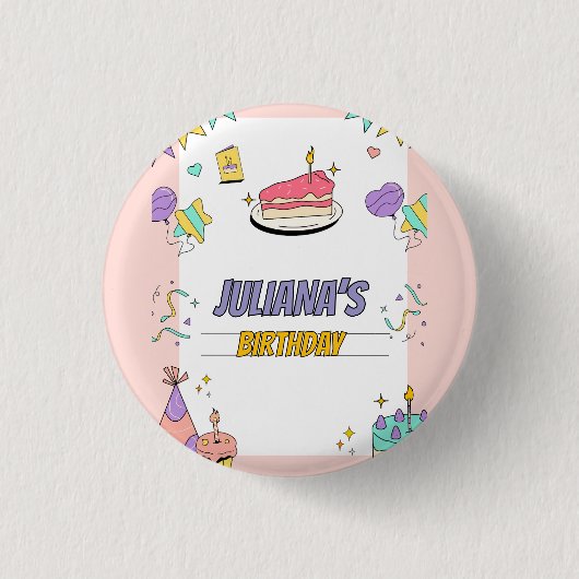 Farbenprächtige Geburtstagsparty Button (Vorderseite)
