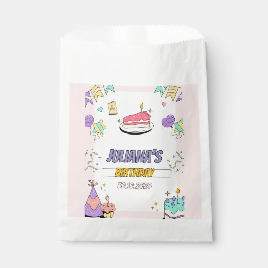 Farbenprächtige Geburtstagsparty Geschenktütchen (Vorderseite)
