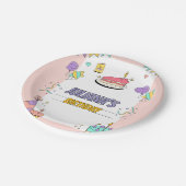 Farbenprächtige Geburtstagsparty Pappteller (Schrägansicht)