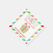 Farbenprächtige Weihnachtsschrift Gegenwart Party Serviette (Ecke)