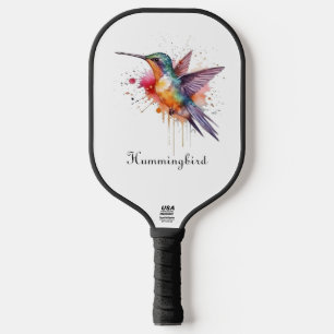 Farbenprächtiger Flug, Wasserfarben-Kolibri indivi Pickleball Schläger