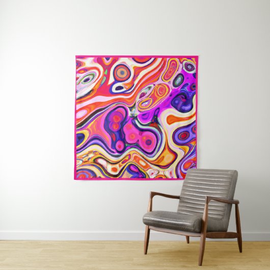 Farbenprächtiges abstraktes Design im Fokus Wandteppich (Beispiel (Horizontal))