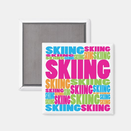 Farbenprächtiges Skifahren Magnet (Vorderseite/Rückseite)