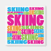 Farbenprächtiges Skifahren Magnet (Vorne)