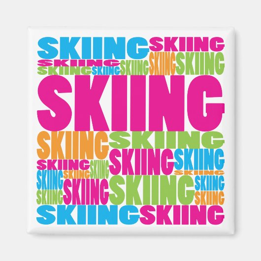 Farbenprächtiges Skifahren Magnet (Vorne)