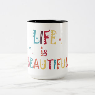 farbenprächtiges Textleben ist schön und die Stern Zweifarbige Tasse