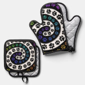 Farbenprägung Ofenhandschuh & Topflappen-Set (Vorderseite/Rückseite)