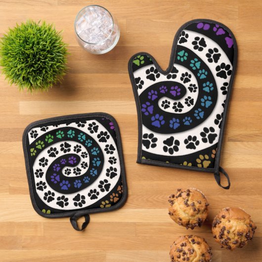 Farbenprägung Ofenhandschuh & Topflappen-Set (Oben Unten)