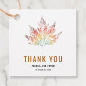 Farbenprägung Orange Danke Hochzeit im Herbst Geschenkanhänger (Vorderseite)
