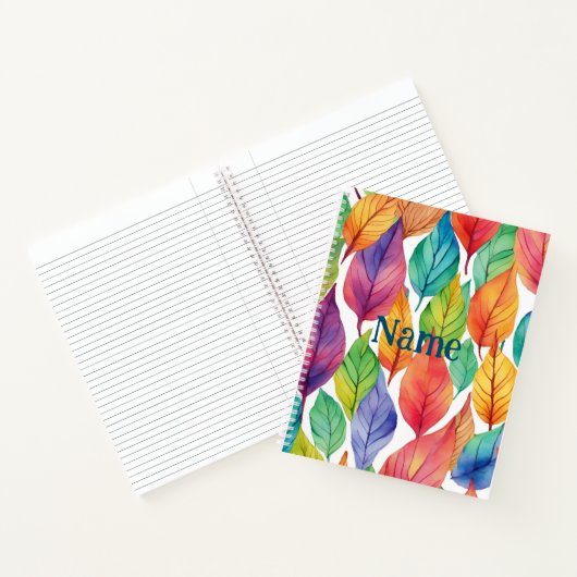 Farbenreiche Blätter Naturemuster Name Notizblock (Innenseite)