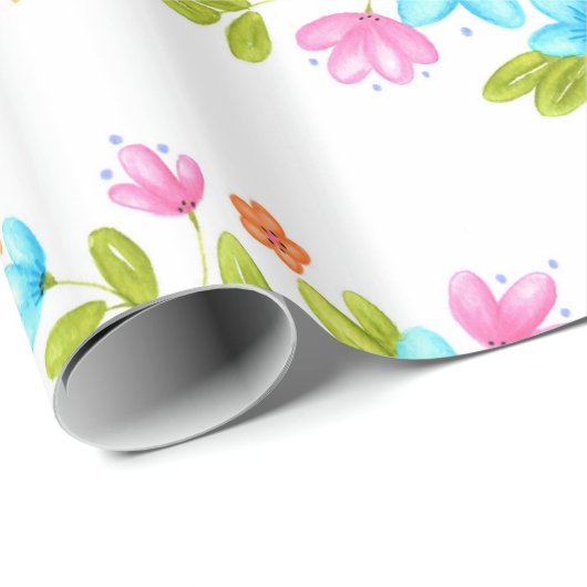 Farbenreiche Bouquet-Muster Geschenkpapier (Rolleneckpunkt)