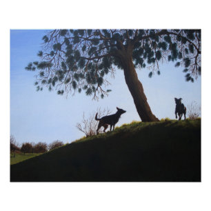 farbenreiche landschaftliche Hunde in der Poster