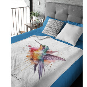 Farbenreicher Flug, Wasserfarben-Kolibri individue Fleecedecke