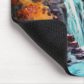Farbenreicher Herbst-Wasserfall im Wald Mousepad (Ecke)