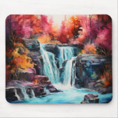 Farbenreicher Herbst-Wasserfall im Wald Mousepad (Vorne)