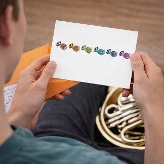 Farbenreiches Französisches Horn Pop-Art-Messing Postkarte