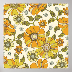 Farbenreiches, großes handGezeichnet, blühendes Vi Poster