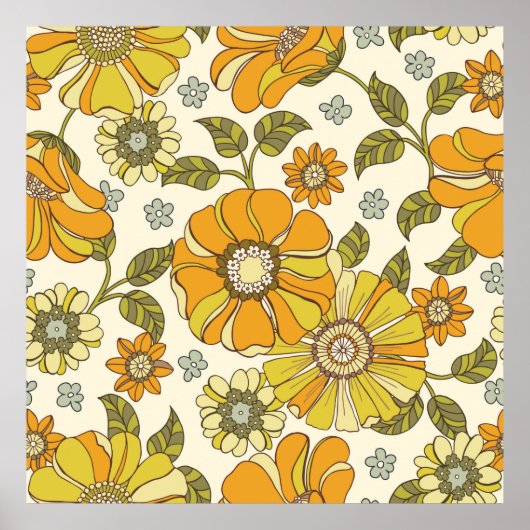 Farbenreiches, großes handGezeichnet, blühendes Vi Poster (Vorne)