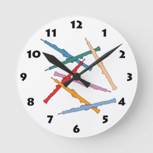 Farbenreiches Oboe Runde Wanduhr