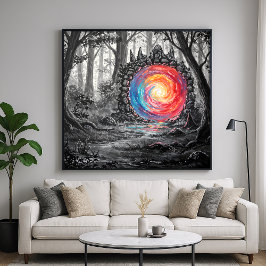 Farbenreiches Realmportal - Fantasy Illustration S Poster