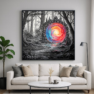 Farbenreiches Realmportal - Fantasy Illustration S Poster