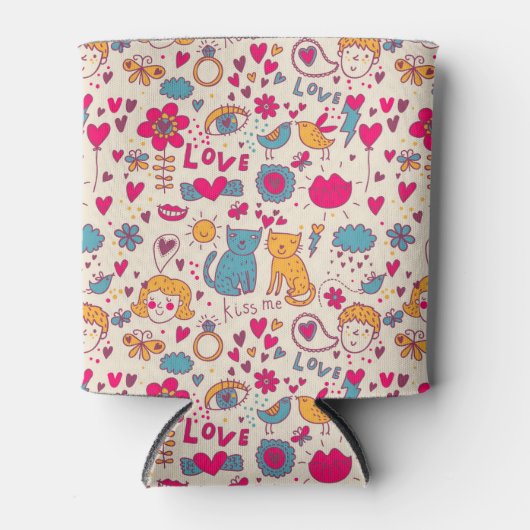 Farbenromantisches Muster Dosenkühler (Vorderseite)