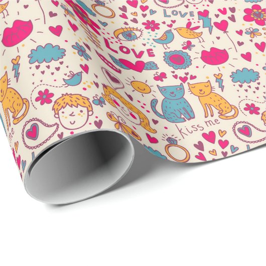 Farbenromantisches Muster Geschenkpapier (Rolleneckpunkt)