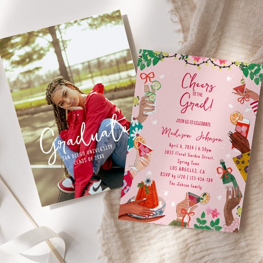 Farbensprühende Gratulation zur Abitur-/Abschlussf Einladung