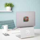 Farbenvolles Blumendesign mit einer Botschaft der  Aufkleber (Laptop auf Schreibtisch)