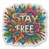 Farbenvolles Blumendesign mit einer Botschaft der  Aufkleber (Vorderseite)