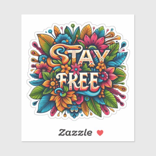 Farbenvolles Blumendesign mit einer Botschaft der  Aufkleber (Blatt)