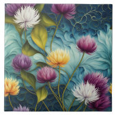 Farbenvolles Blumendesign mit lebhaften Blätter Fliese (Vorderseite)