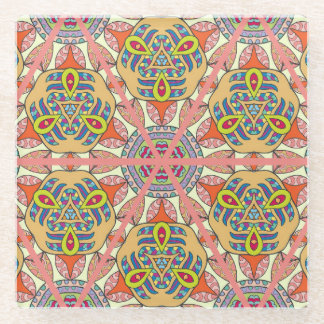 Farbenvolles Dreieck-Flickwerk, handgezeichnet Kun Glasuntersetzer