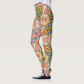 Farbenvolles Dreieck-Flickwerk, handgezeichnet Kun Leggings (Links)
