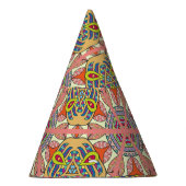 Farbenvolles Dreieck-Flickwerk, handgezeichnet Kun Partyhütchen (Rechts)