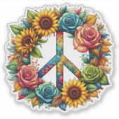 Farbenvolles Friedenssymbol mit lebhaften Blume Aufkleber (Vorderseite)