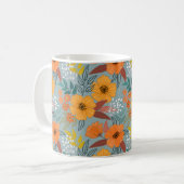 Farbenvolles, handgezeichnetes Blume-Muster Kaffeetasse (Vorderseite Links)