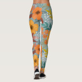 Farbenvolles, handgezeichnetes Blume-Muster Leggings (Rückseite)