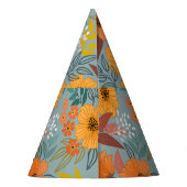 Farbenvolles, handgezeichnetes Blume-Muster Partyhütchen (Rückseite)