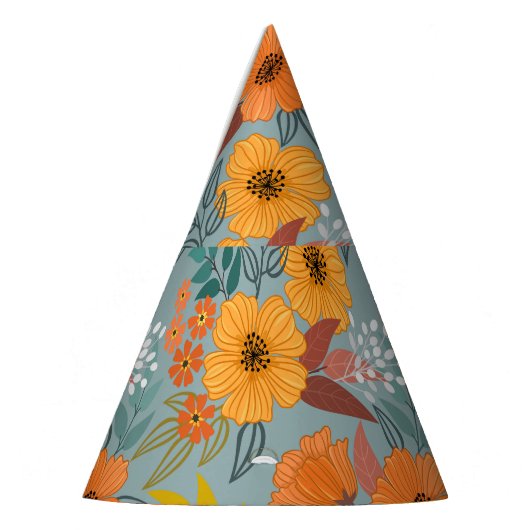 Farbenvolles, handgezeichnetes Blume-Muster Partyhütchen (Links)