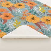Farbenvolles, handgezeichnetes Blume-Muster Sherpadecke (3/4)