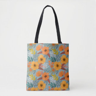 Farbenvolles, handgezeichnetes Blume-Muster Tasche
