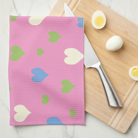 Farbenvolles Herzdesign Küchentuch (Viertel Falte)