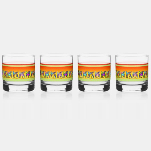 Farbenvolles Lamassu-Trinkbehälter-Set Whiskyglas (Vorderseite)