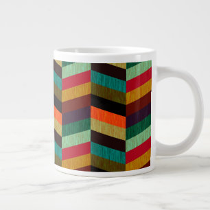 Farbenvolles, mehrfarbiges Herringbone-Muster Jumbo-Tasse