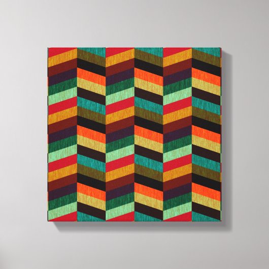 Farbenvolles, mehrfarbiges Herringbone-Muster Leinwanddruck (Vorderseite)